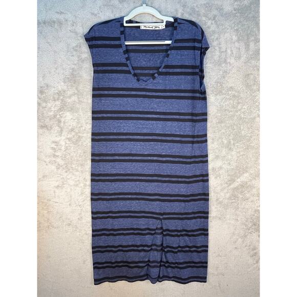 Michael Stars Dress Swim Cover Medium Blue Striped Beachy Summer - Picture 1 of 7
